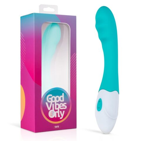 Вібратор для крапки G Tate Good Vibes Only, силіконовий, блакитний, 20 х 3.2 см