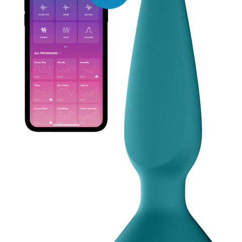 Анальна пробка з двома моторами та керуванням з телефону Satisfyer Plug-ilicious 1 Petrol, зелений