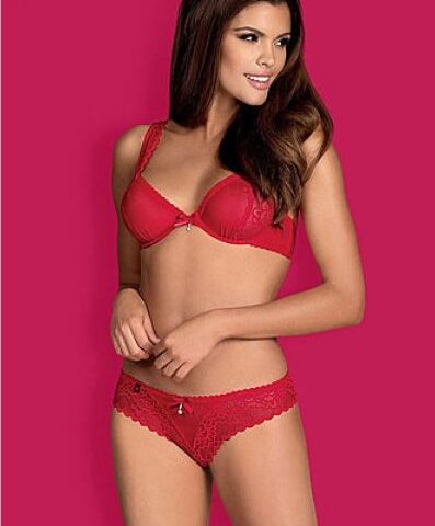 Комплект Obsessive ROUGEBELLE red underwire bra
