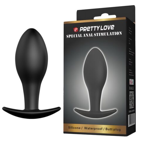 Анальна пробка Pretty Love Special з обмежувачем, чорна, 8,5 × 3,1 см