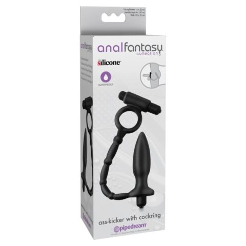Анальна пробка з ерекційним кільцем Pipedream Anal Fantasy Collection з вібрацією, чорний