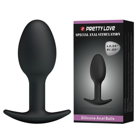 Анальна пробка силіконова PRETTY LOVE Heavy Balls, чорна, 8.4 х 3.2 см