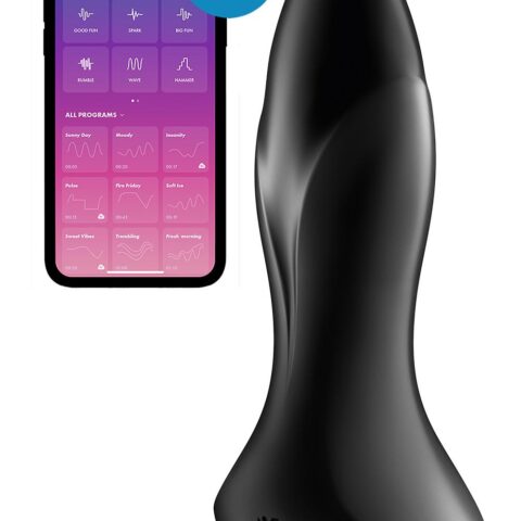Анальна смарт пробка з вібрацією та намистинами Satisfyer Rotator Plug 1 Connect App чорна