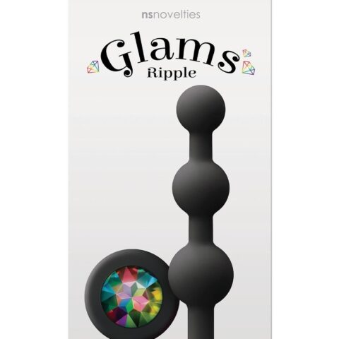 Анальна пробка з кристалом GLAMS RIPPLE RAINBOW Gem BLACK