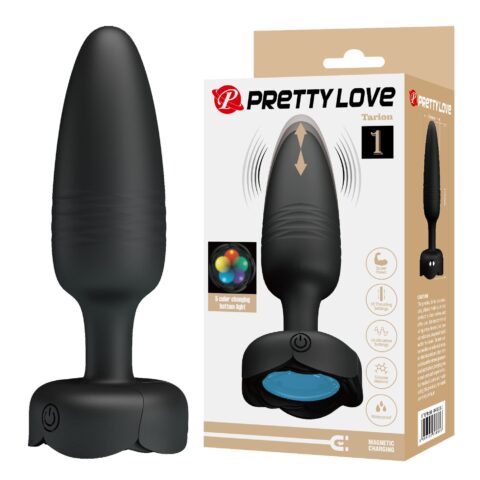 Анальний вібратор Pretty Love Tarion з мерехтливим підсвічуванням, чорний, 12.5 х 3.4 см