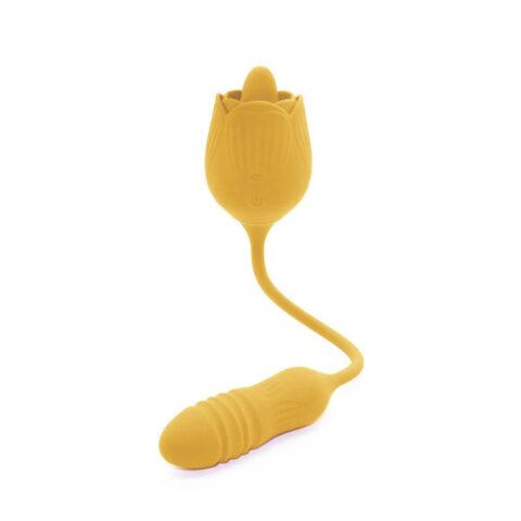 Подвійний вібратор трояндочка з ротацією 10 режимів Sweet Em Velvet Lure, жовтий