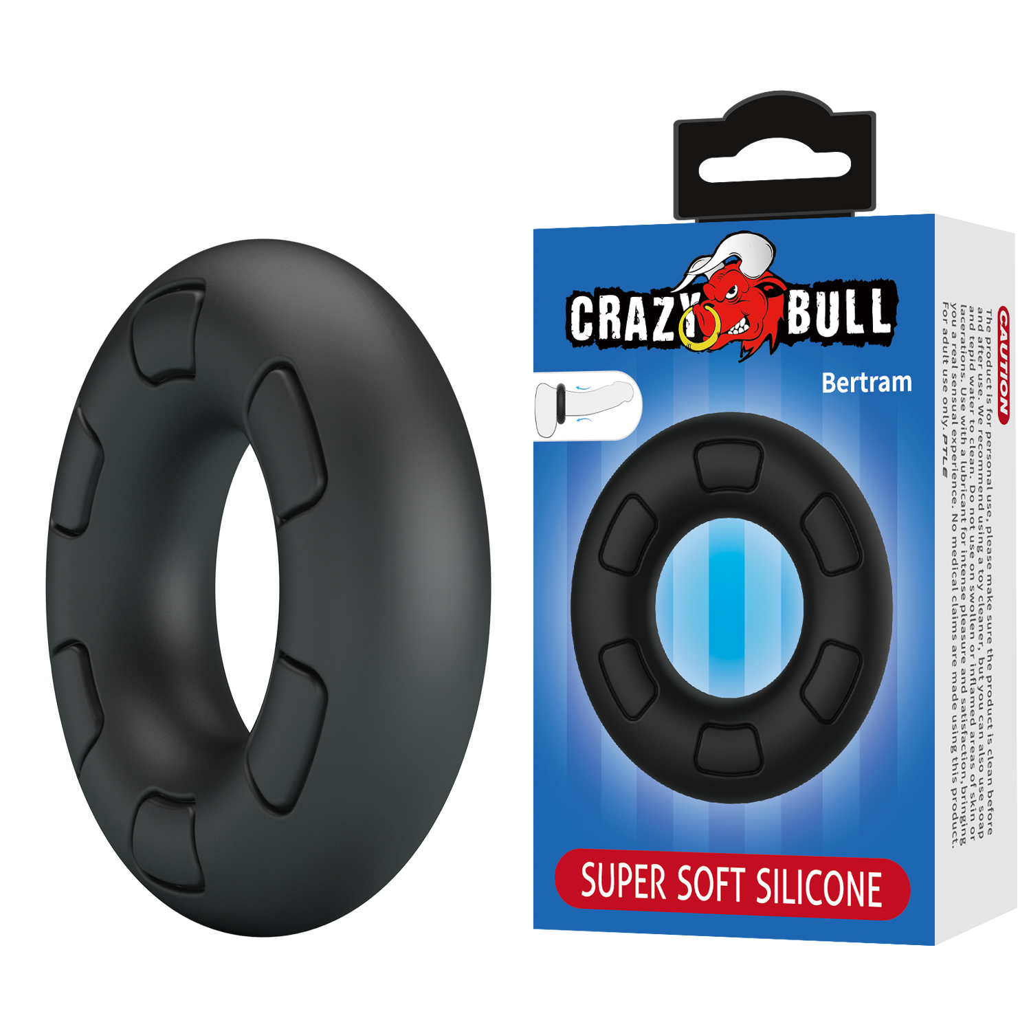Ерекційне кільце Crazy Bull Bertram, чорне, 6,6 х 1,8 см
