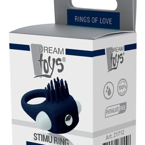 Ерекційне кільце Dream Toys Rings of Love з вусиками, синього кольору