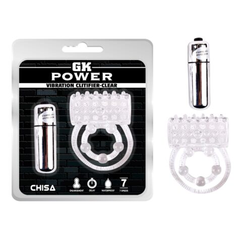 Кільце ерекційне подвійне, з вібрацією Chisa GK Power, прозоре