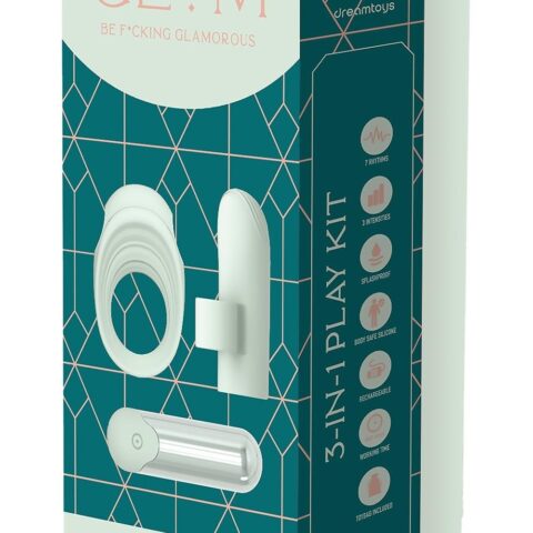 Ерекційне кільце з віброкулею та вібратор на пальчик Dream Toys GLAM м'ятний