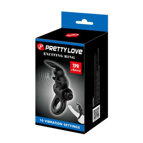 Ерекційне віброкільце зі стимуляцією клітора Pretty Love, чорне