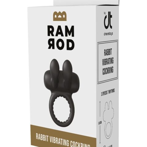 Ерекційне віброкільце Dreamtoys Ramrod Rabbit з вушками для клітора, чорне