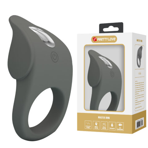 Ерекційне віброкільце PRETTY LOVE Master Ring силіконове, сіре, 8.7 х 5 см