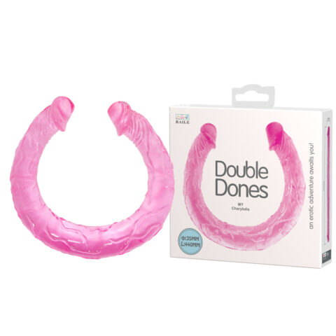 Фалоімітатор двосторонній Baile Double Dones, реалістичний, рожевий, 44 × 3,5 см