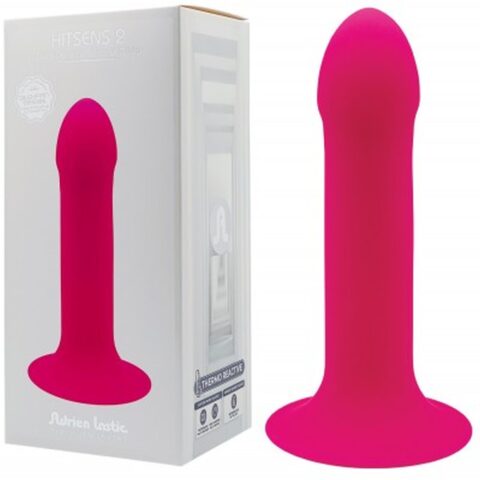 Фалоімітатор термореактивний Adrien Lastic Hitsens 2 подвійний щільності, на присосці, рожевий