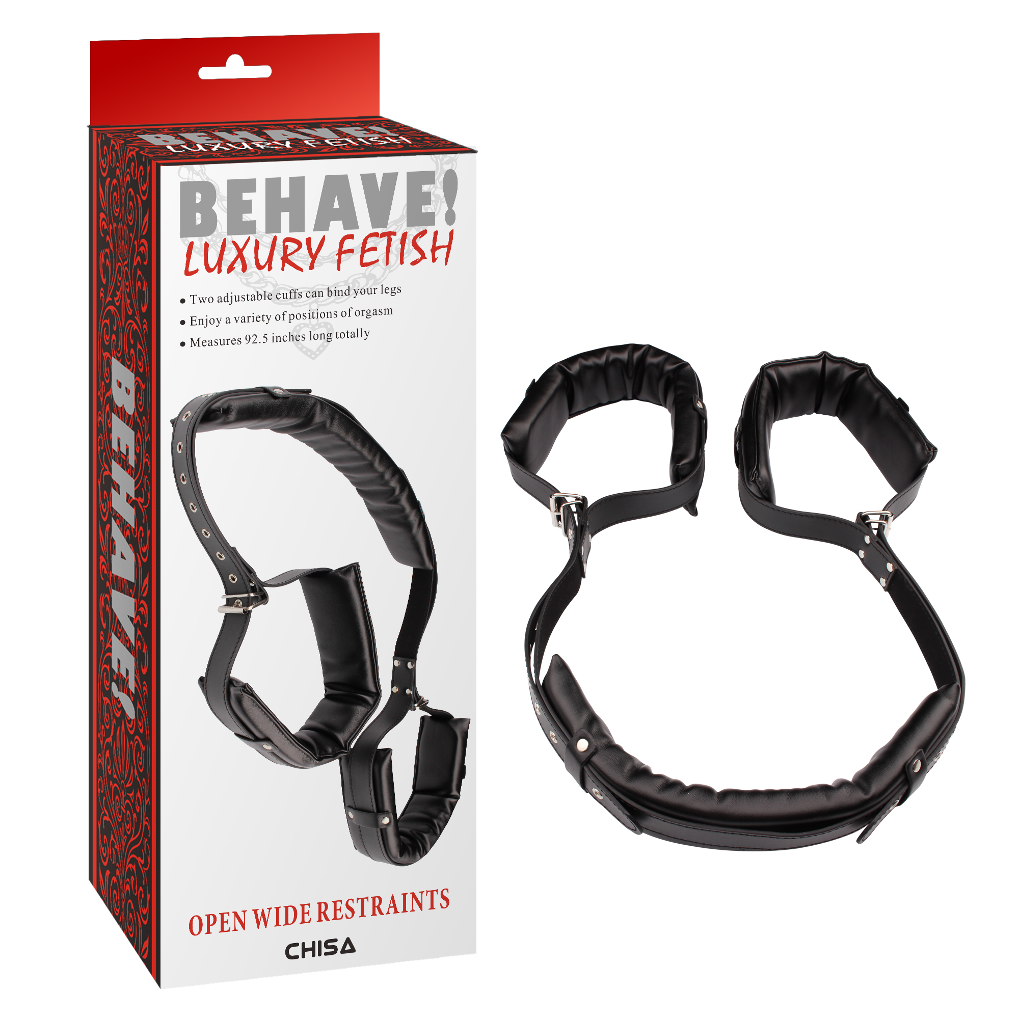 Фіксатори широкі Chisa Behave!Open Wide Restraints, чорні