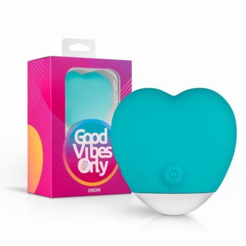 Вібратор для клітора у формі серця Oron Good Vibes Only, силіконовий, блакитний, 6 см