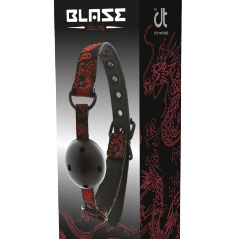 Кляп чорний Dream Toys Blaze Deluxe з червоним візерунком у вигляді вишивки