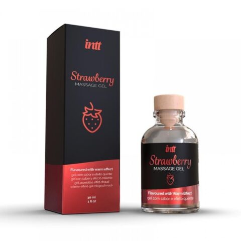 Їстівний масажний гель для інтимних зон Intt Strawberry зі смаком та ароматом полуниці, 30 мл