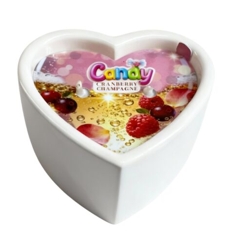 Масажна свічка з ароматом шампанського з журавлиною Candy Cranberry Champagne у формі серця, 70 мл
