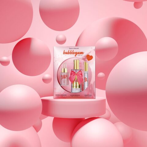 Набір Bijoux Bubblegum (масажна олія, масажний гель, блиск на губ) з ароматом жувальної гумки