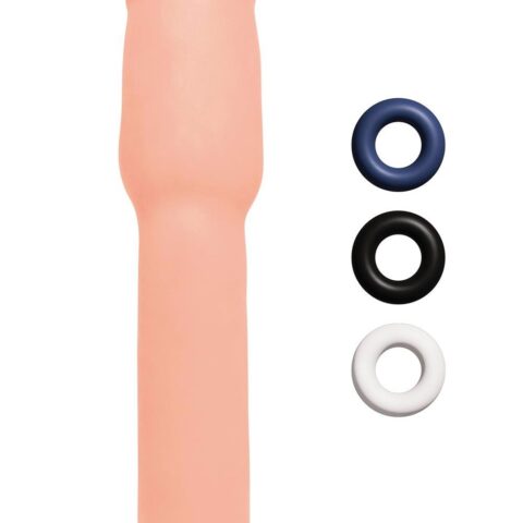 Насадка на пеніс Size-Up Penis Extender з 3 ерекційними кільцями в наборі, бежева