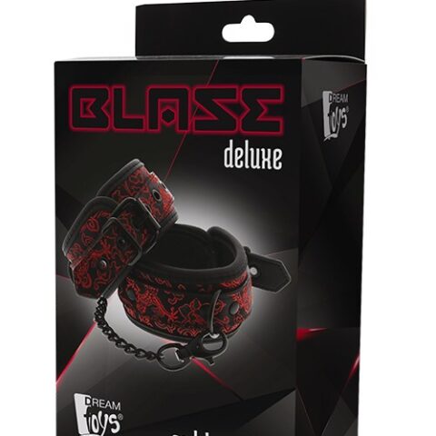 Окови на ноги Dream Toys Blaze Deluxe чорні з червоною вишивкою