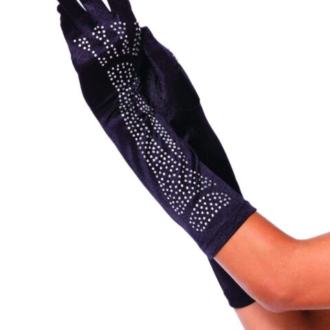 Рукавички зі стразами Skeleton Bone Elbow Length Gloves від Rhinestone Leg Avenue, чорні OS