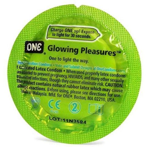 Набор презервативов One Glowiing Pleasures светящихся в темноте (цена за 5 шт.)