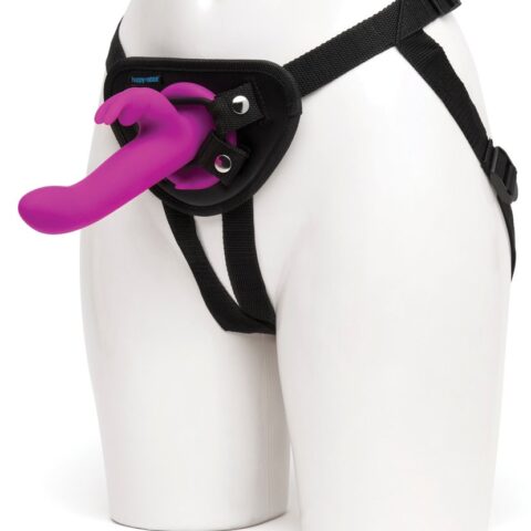 Страпон-кролик з вібрацією та трусиками Happy Rabbit Rechargeable Vibrating Strap-On Harness Set
