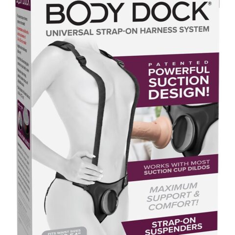Трусики для страпону Pipedream Body Dock з підтяжками, чорні