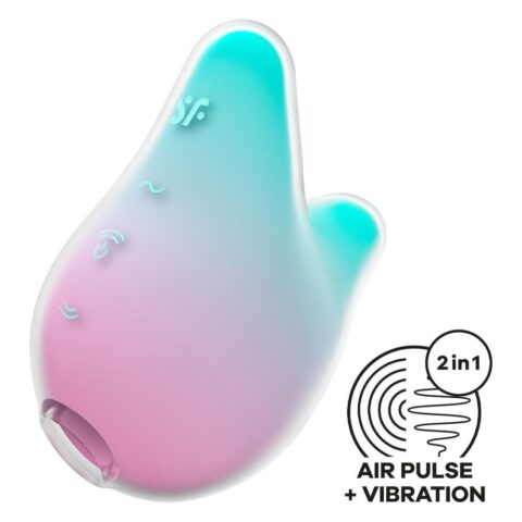 Вакуумний стимулятор із вібрацією Satisfyer Mermaid Vibes, м'ятно-рожевий