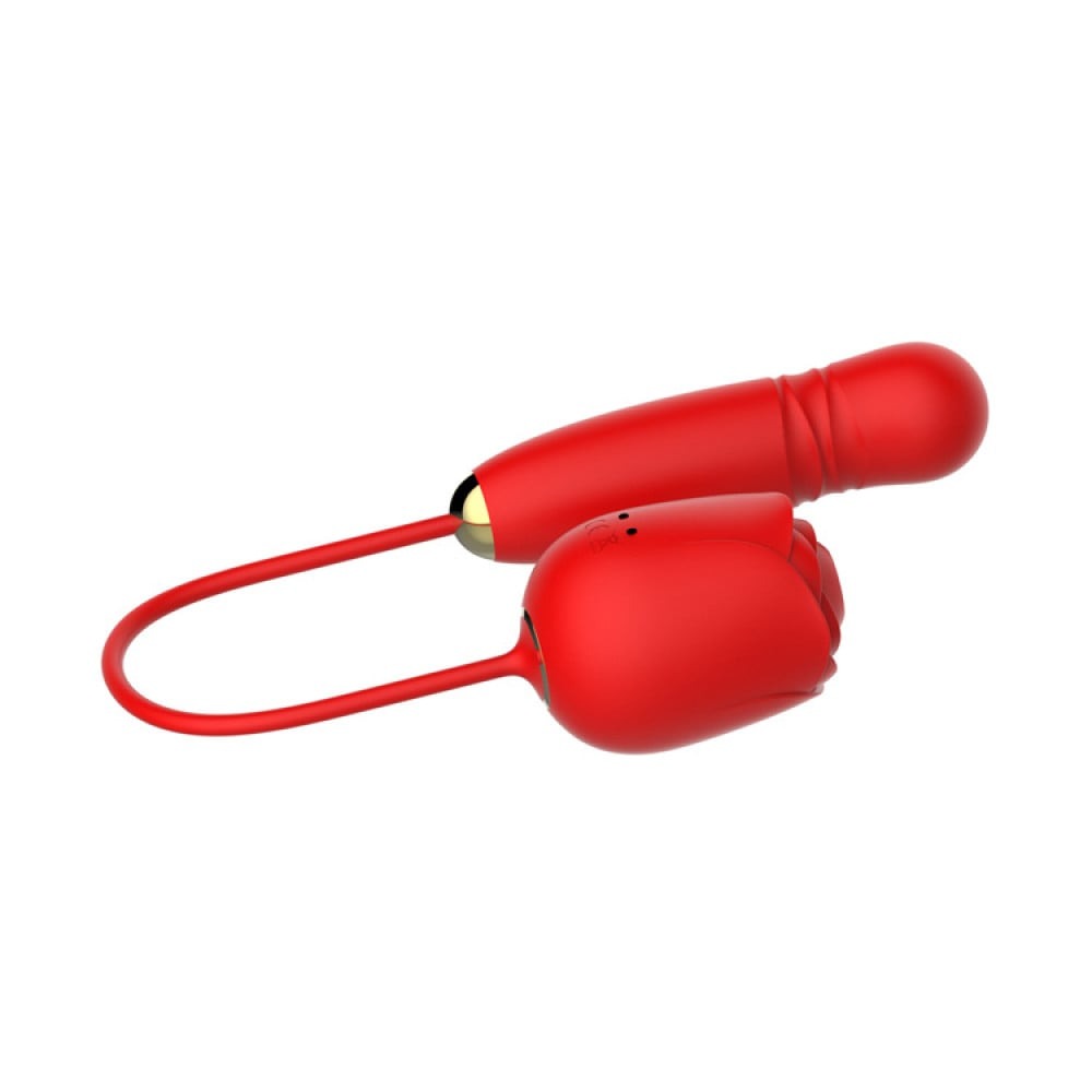Вакуумний стимулятор у вигляді троянди Every Night Toys з пульсацією, червоний - Зображення 4