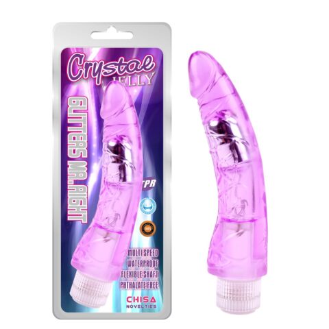 Вібромасажер реаліст Chisa Crystal Jellie з ребристою структурою, фіолетовий
