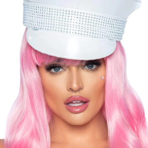 Військовий капелюх зі стразами One Size Rhinestone Trimmed Military Hat від Leg Avenue, білий