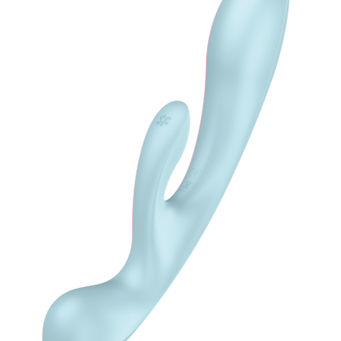 Вібратор кролик Satisfyer Triple Oh з трьома моторами, блакитний