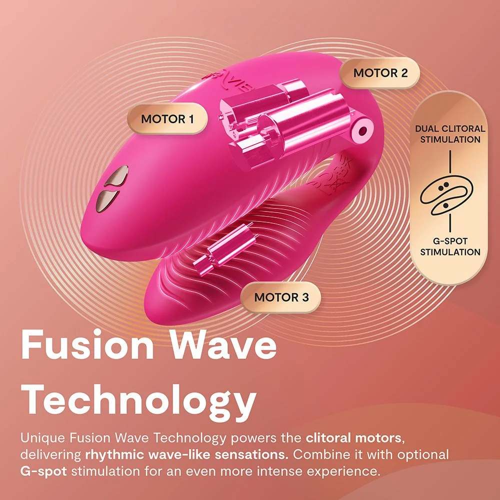 Вібратор для пар We-Vibe Chorus Pro Electric Pink з пультом і додатком, рожевий - Зображення 9