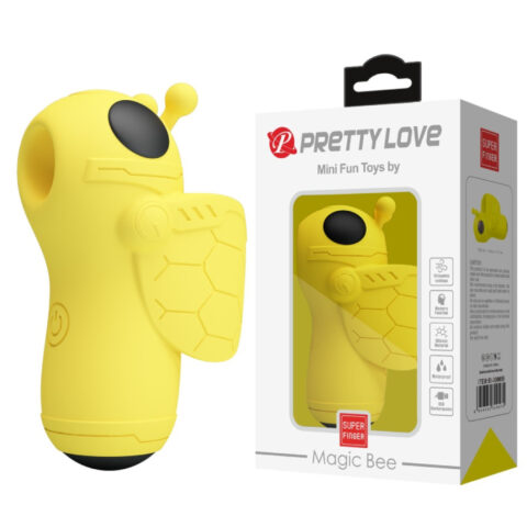 Вібратор на палець Pretty Love Magic Bee з пульсацією для клітора, жовтий, 6,9 × 3 см