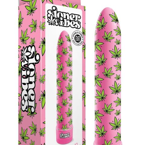 Вібратор нереалістичний із принтом Stoner Vibes Global Novelties, рожевий, 20.3 х 3.8 см