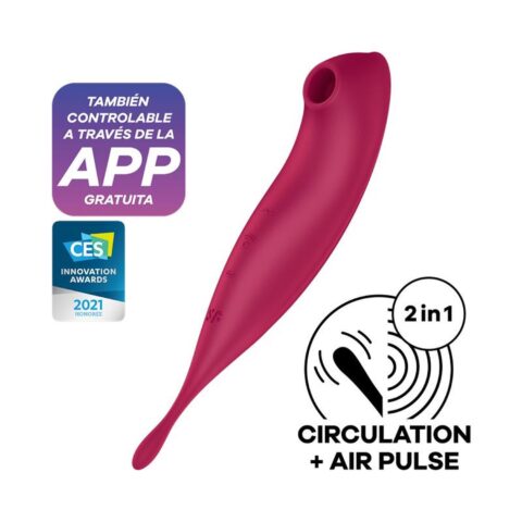 Вібратор із хвильовою стимуляцією Satisfyer Twirling Pro+ з додатком, червоний
