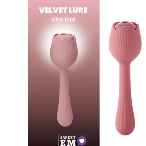 Вібратор у формі тюльпану з вакуумною стимуляцією Sweet Em Velvet Lure Рожевий