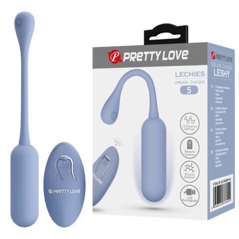 Віброяйце вагінальне Pretty Love Lechies Dream з пультом, блакитне, 18.6 х 2.8 см