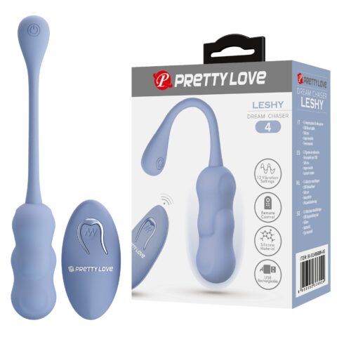 Віброяйце вагінальне Pretty Love Leshy з пультом, блакитне, 18.6 х 2.8 см