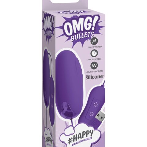 Віброкуля з пультом Pipedream OMG! Bullets #Happy, 20 режимів, фіолетова, 6.5 х 3 см