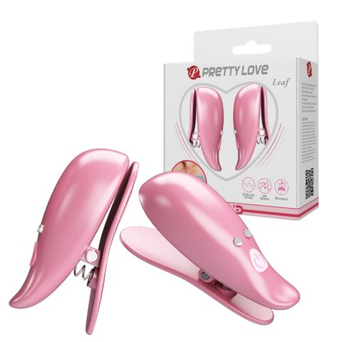 Вібростимулятори-затискачі для сосків Pretty Love Leaf, рожеві, 5.1 х 1.9 см