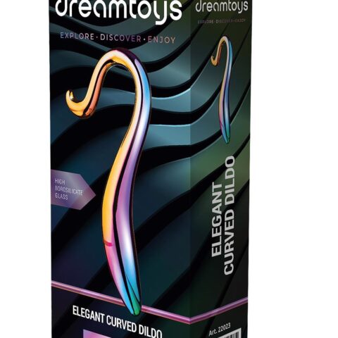 Вигнутий скляний фалоімітатор Dream Toys Glamour Glass, різнокольоровий
