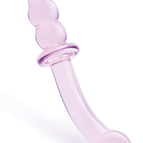 Вигнутий скляний рожевий фалоімітатор для точки G Dream Toys Glaze Glass з бутоном