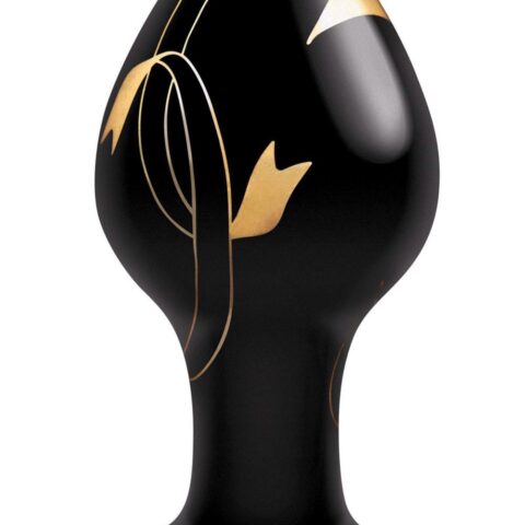 Анальна пробка зі скла ручної роботи Secret Kisses, чорний