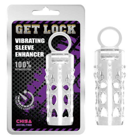 Насадка на член рельєфна Chisa Get Lock з кільцем на мошонку та місцем для вібропулі, прозора