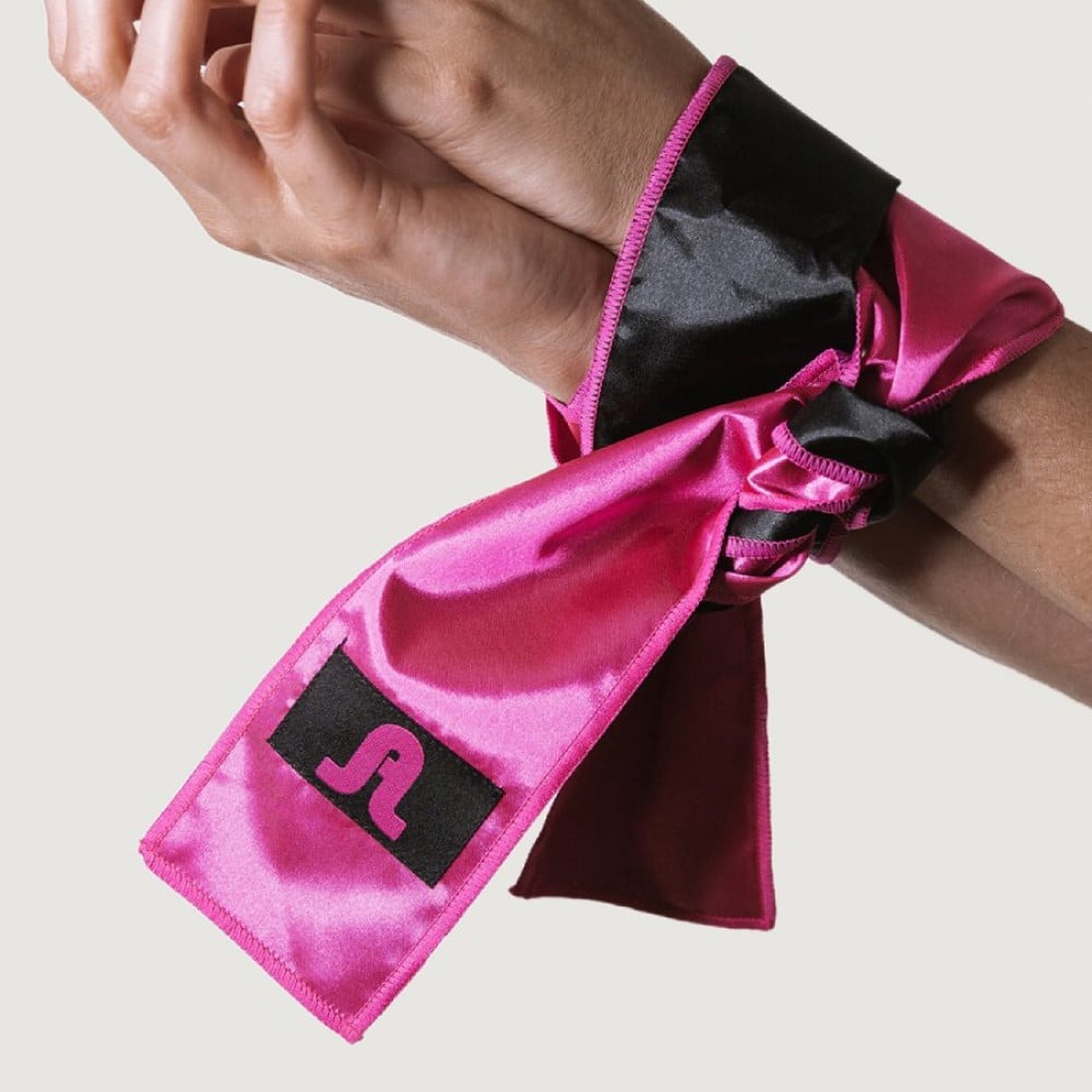 Пов'язка із сатину на очі Adrien Lastic Satin Sash чорно-рожева - Зображення 5